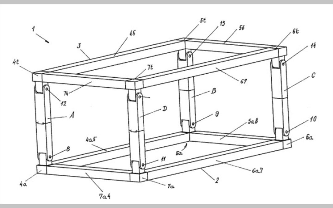 Foldable frame for containers and hinged member therefor